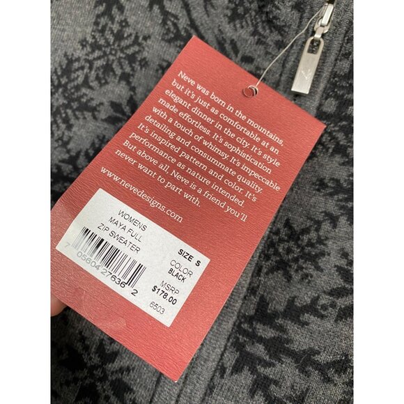 NEW Neve Designs Maya Full Zip Sweater Women Small Gray Wool Blend Snowflake - Picture 4 of 16